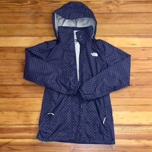 North Face Blue and White Rain Jacket